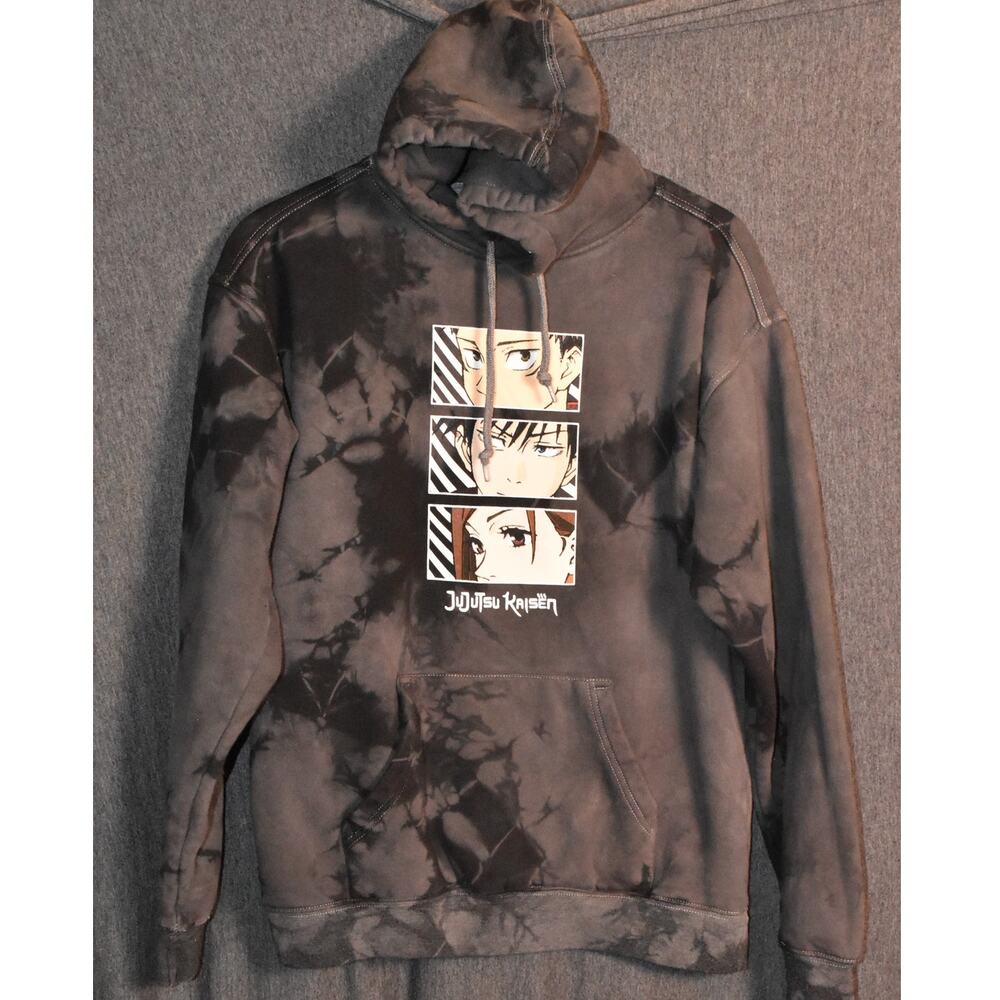 Jujutsu Kaisen x Episode Men's Medium Pullover Hoodie Black Tie Dye Anime